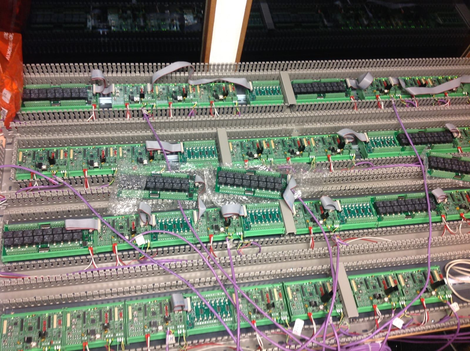Rows of assembled circuit boards