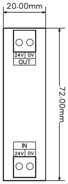 Maattekening PR802: print 20 x 72 mm